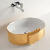 Раковина накладная на столешницу Flaminia Roll Bianco/Oro 56 х 42 х h17 см (RL56L/BIANCO/ORO)