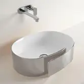 Раковина накладная на столешницу Flaminia Roll Bianco/Platinum 56 х 42 х h17 см (RL56L/BIANCO/PLATINUM)