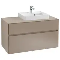 Тумба под умывальник с LED подсветкой 100 см Villeroy & Boch Collaro (Truffle Grey) умывальник слева (C015L0VG)