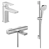 Набор смесителей для ванны с термостатом 3-в-1 Hansgrohe Metropol/Ecostat E/Croma Select E (цвет - хром) (157742020)