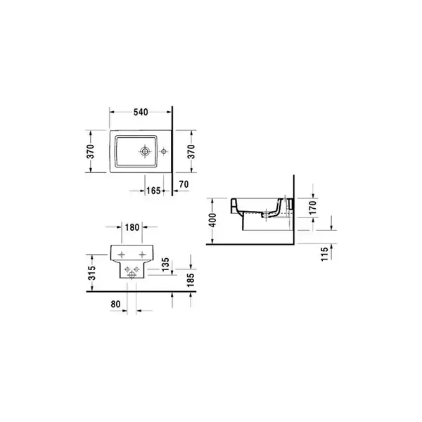 Биде подвесное Duravit Vero 54х37 см, цвет белый (2239150000) фото 2 Aquada.com.ua