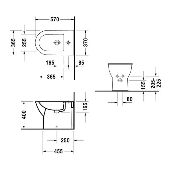 Биде напольное Duravit Darling New 57х37 см (2250100000) фото 4 Aquada.com.ua