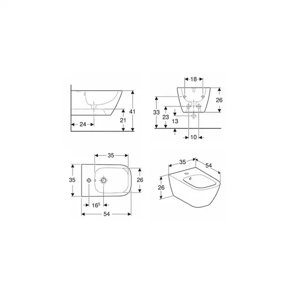 Биде подвесное Kolo Modo Pure L35103000 (L35103000) фото 4 Aquada.com.ua