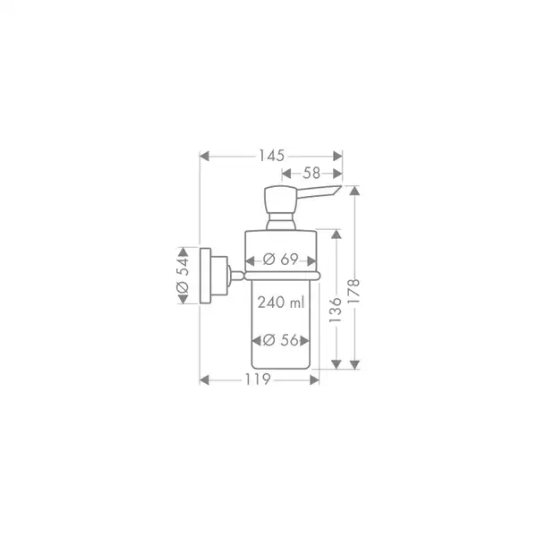 Дозатор для жидкого мыла Axor Citterio (цвет - хром/стекло матовое) (41719000) фото 2 Aquada.com.ua