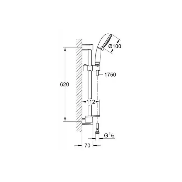 Grohe New Tempesta Rustic 100 Душевой гарнитур с полочкой, 4 режима (26086001) фото 2 Aquada.com.ua