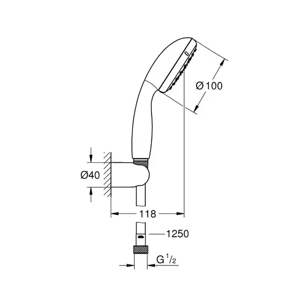 Душовий набір з тримачем, 2 режими струменя Grohe New Tempesta Classic (26164001)