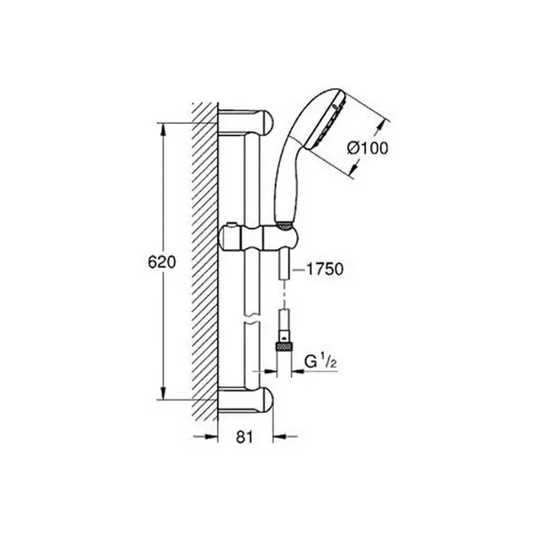 Душевой гарнитур Grohe New Tempesta 100 (цвет - хром) (27598000) фото 4 Aquada.com.ua