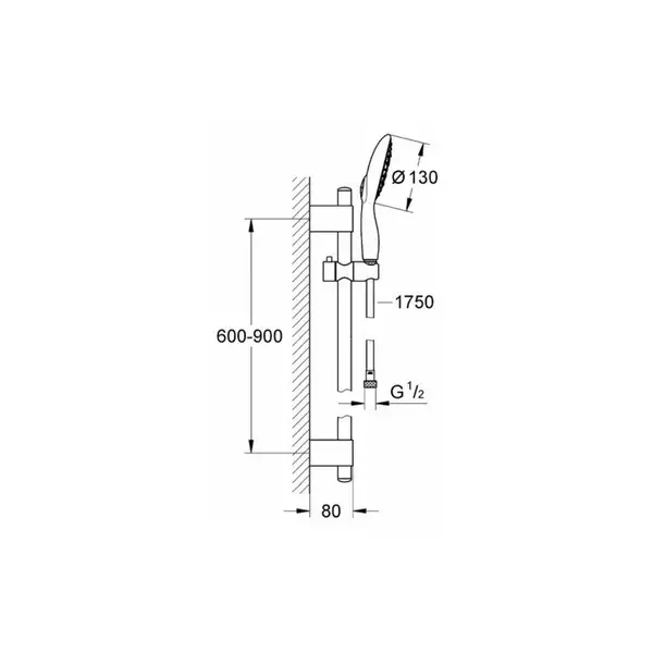 Душовий гарнітур зі штангою, 4 режими струменя Grohe Power&Soul (27738000)