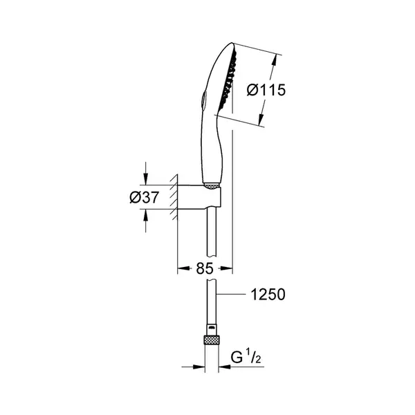 Душевой гарнитур Grohe Power & Soul (цвет - хром), 2 вида струи (27839000) фото 2 Aquada.com.ua