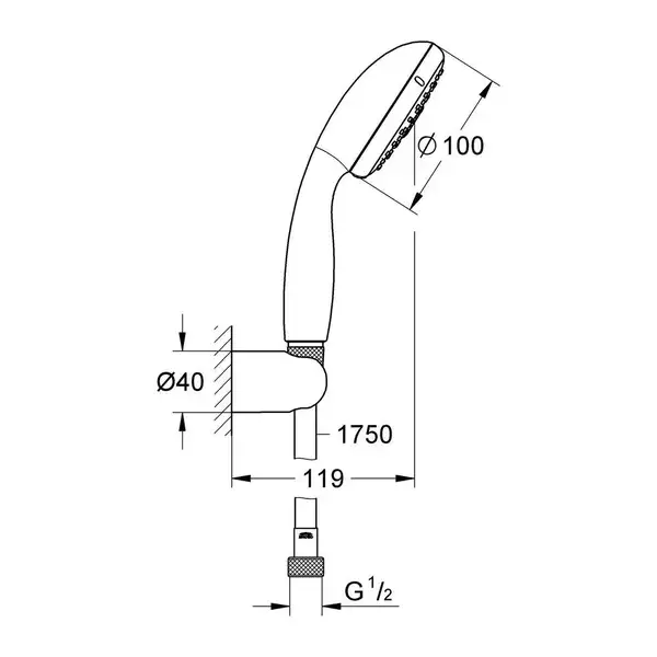 Душовий набір з тримачем, 3 режими струменя Grohe New Tempesta Classic (27849001)
