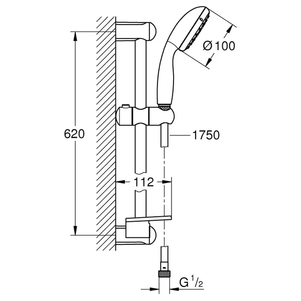 Grohe New Tempesta Classic Душевой гарнитур, хром (27926001)