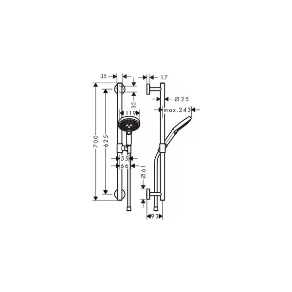 Душевой гарнитур Hansgrohe Raindance Select S 120 / Unica Comfort (цвет - хром/белый) (26320400) фото 2 Aquada.com.ua