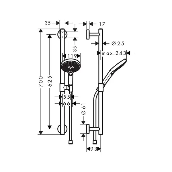 Душевой гарнитур Hansgrohe Raindance Select S 120 3jet (цвет - хром/белый) (26321400) фото 2 Aquada.com.ua