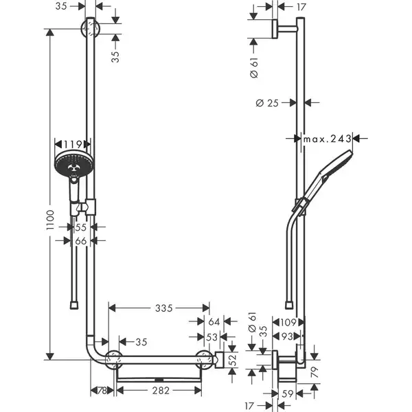 Hansgrohe Raindance Select S 120 Душевой набор, хром (26324000)