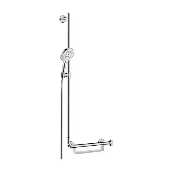 Душевой гарнитур Hansgrohe Raindance Select S 120 3jet EcoSmart 9 л/мин со штангой 110 см (цвет - хром/белый) (26325400) фото 1 Aquada.com.ua
