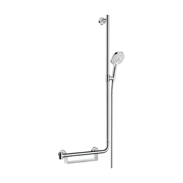 Душевой гарнитур Hansgrohe Raindance Select S 120 3jet EcoSmart 9 л/мин со штангой 110 см (цвет - хром/белый) (26327400) фото 1 Aquada.com.ua