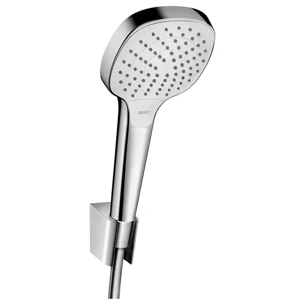 Душевой гарнитур Hansgrohe Croma Select E (цвет - хром/белый), 3 типа струи, шланг 1600 мм (26413400) фото 1 Aquada.com.ua