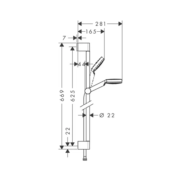 Hansgrohe Душевой набор 0,65 м, белый/хром Crometta 1jet (26533400) фото 2 Aquada.com.ua