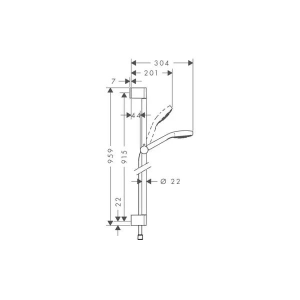 Душевой гарнитур Hansgrohe Croma Select S Multi 0,90 м (цвет - хром/белый) (26570400) фото 2 Aquada.com.ua