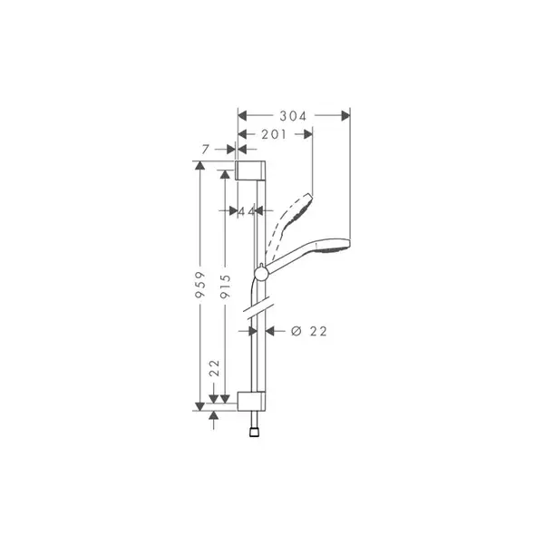 Душевой гарнитур Hansgrohe Croma Select S 1jet со штангой 90 см (цвет - хром/белый) (26574400) фото 2 Aquada.com.ua