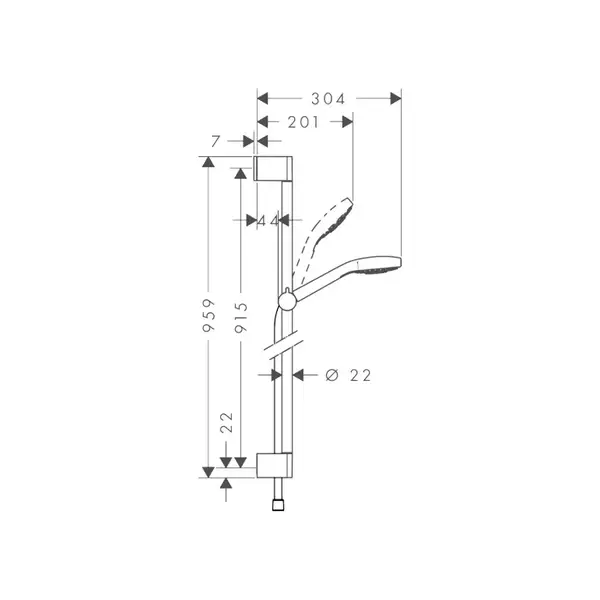 Душевой гарнитур Hansgrohe Croma Select E Vario со штангой 90 см (цвет - хром/белый) (26592400) фото 2 Aquada.com.ua
