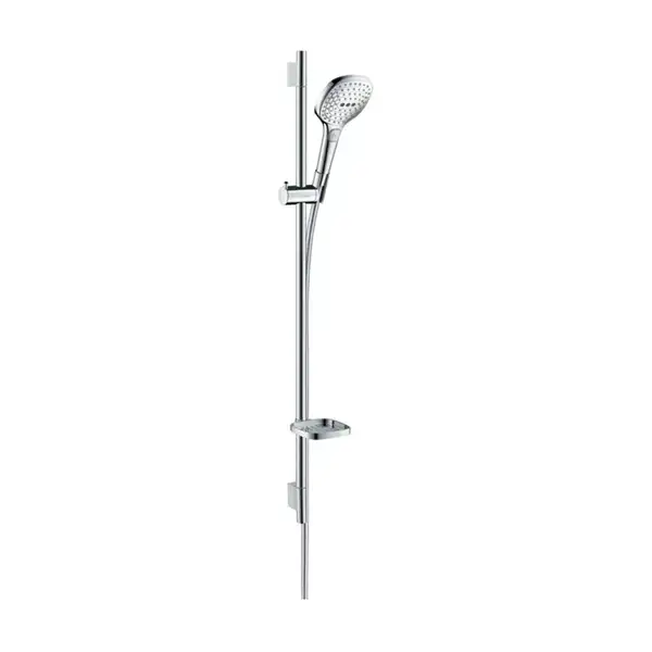 Душевой гарнитур Hansgrohe Raindance Select 120 3jet со штангой 90 см и мыльницей (цвет - хром/белый) (26621400) фото 1 Aquada.com.ua