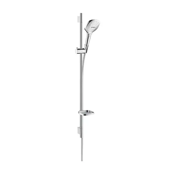 Душевой гарнитур Hansgrohe Raindance Select 120 3jet EcoSmart 9 л/мин со штангой 90 см и мыльницей (цвет - хром) (26623000) фото 1 Aquada.com.ua