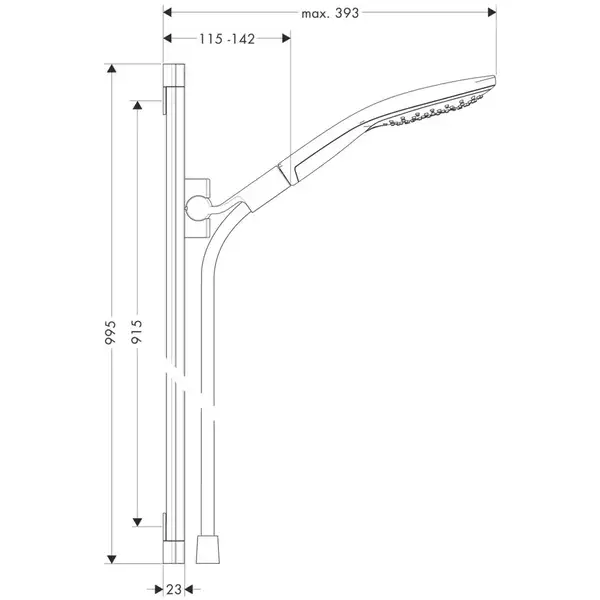 Душовий набір Hansgrohe Raindance Select S 150 3jet, хром (26626000)