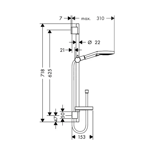 HANSGROHE Душевой набор, цвет хромбелый, 0,65 м Raindance Select S 120 (26630400) фото 2 Aquada.com.ua