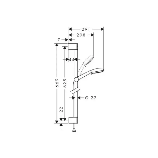 Душевой набор Hansgrohe Crometta 100 Vario со штангой 65 (цвет - хром/белый ) (26651400) фото 2 Aquada.com.ua