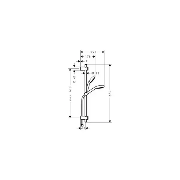 HANSGROHE MySelect E Vario EcoSmart Душевой набор 0,65м (26751400) фото 2 Aquada.com.ua