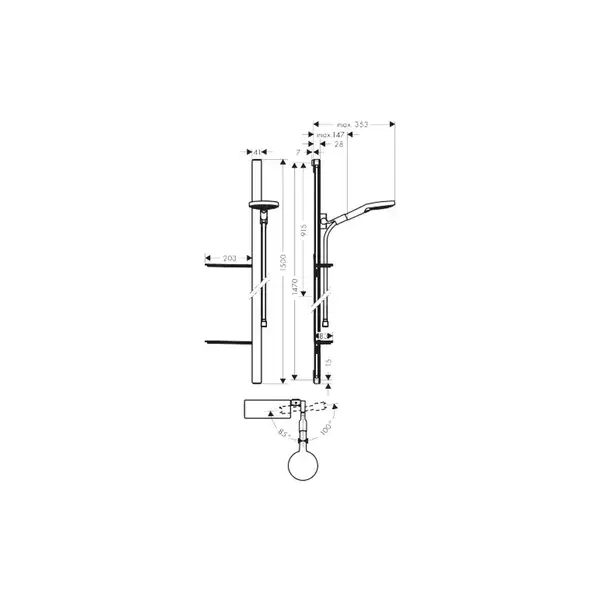 Душевой гарнитур Hansgrohe Raindance Select S (цвет - хром) (27646000) фото 2 Aquada.com.ua
