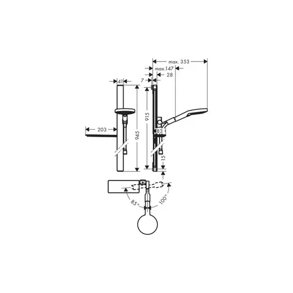 Душевой гарнитур Hansgrohe Raindance Select S (цвет - хром) (27648000) фото 2 Aquada.com.ua