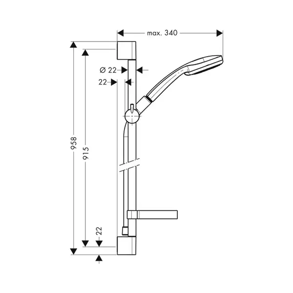 HANSGROHE Душевой набор, 0,90 м Croma 100 Multi (27655000) фото 2 Aquada.com.ua