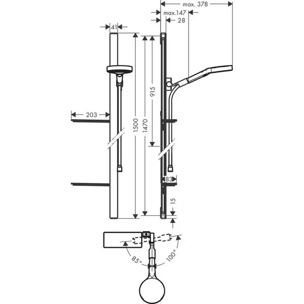 Hansgrohe Rainfinity Душовий набір 3Jet, хром (27673000)