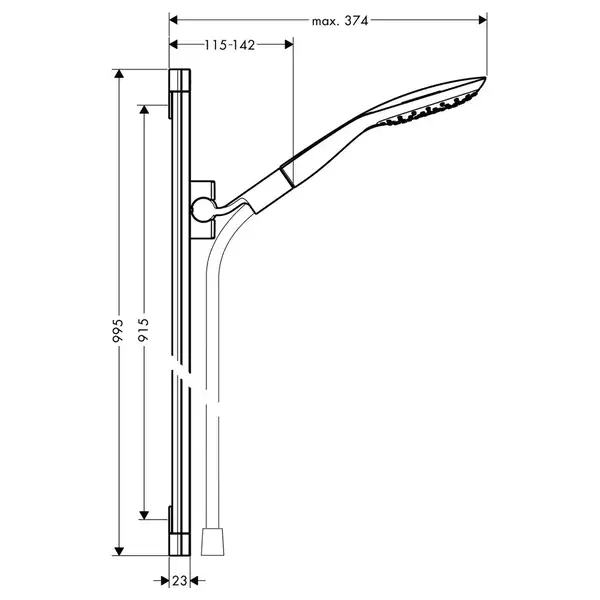 Душевой гарнитур со штангой 90 см Hansgrohe PuraVida (цвет - хром), 3 вида струи (27853000) фото 2 Aquada.com.ua