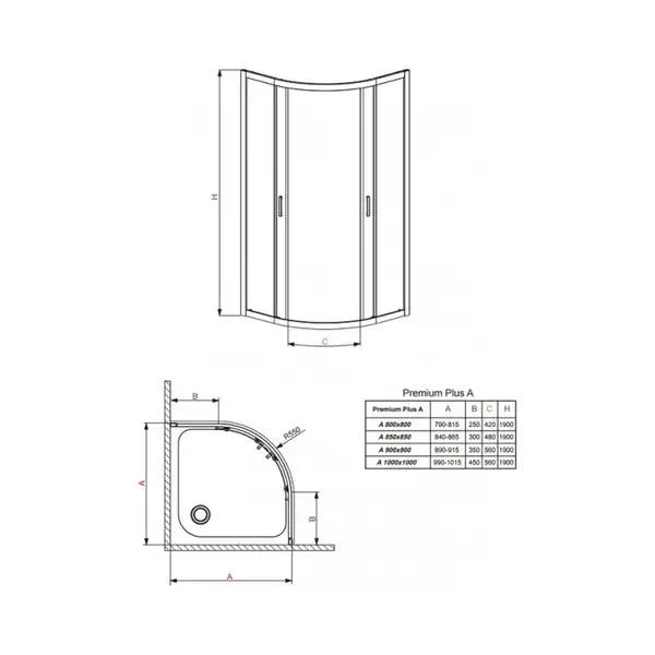 Душевая кабина Radaway Premium Plus A 90×90 (профиль - хром; стекло - прозрачное) (30403-01-01N) фото 3 Aquada.com.ua