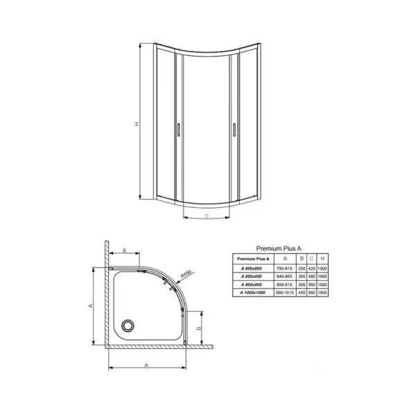 Душевая кабина Radaway Premium Plus A 90×90 (профиль - хром; стекло - Fabric) (30403-01-06N) фото 3 Aquada.com.ua
