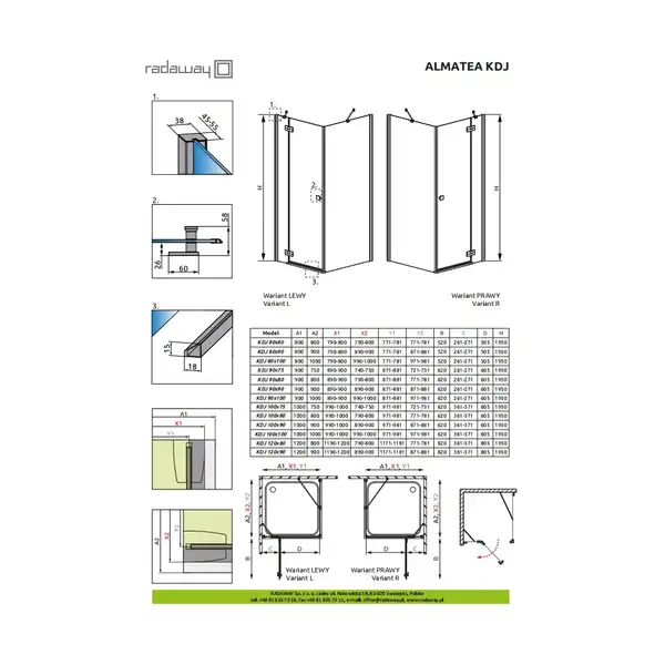 Душевая кабина Radaway Almatea KDJ 120 R*×80 (профиль - хром; стекло - прозрачное) (32141-01-01NR) фото 2 Aquada.com.ua