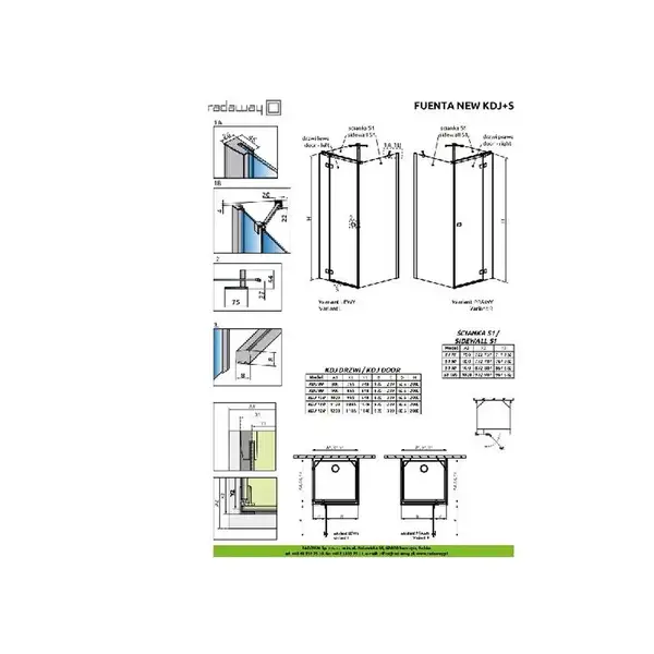 Душевая кабина Radaway Fuenta New KDJ+S door 90 R (профиль - хром; стекло - прозрачное) (384020-01-01R) фото 2 Aquada.com.ua