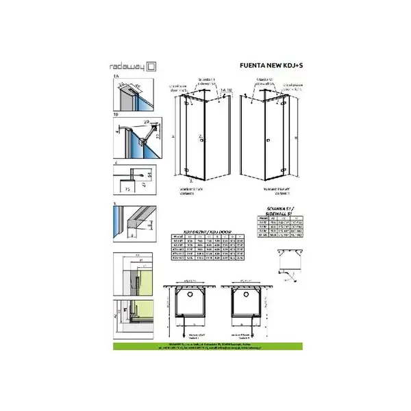 Душевая кабина Radaway Fuenta New KDJ+S door 80 L (профиль - хром; стекло - прозрачное) (384021-01-01L) фото 2 Aquada.com.ua