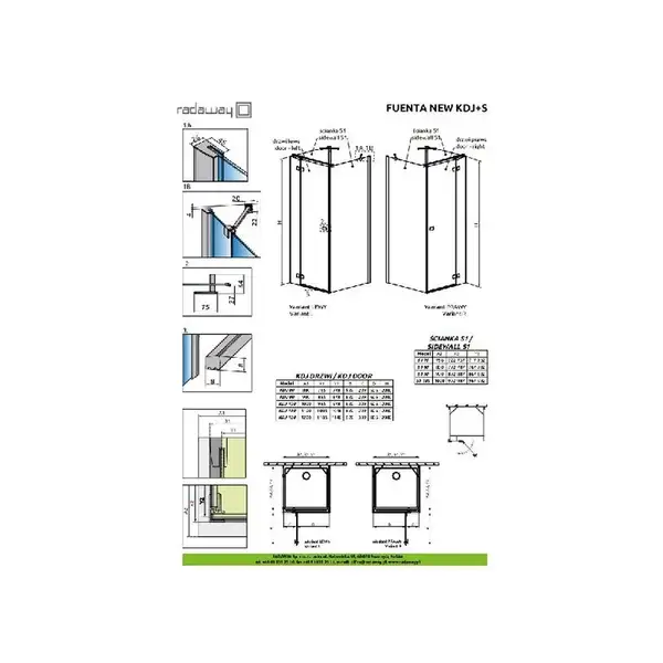 Душевая кабина Radaway Fuenta New KDJ+S door 80 R (профиль - хром; стекло - прозрачное) (384021-01-01R) фото 2 Aquada.com.ua