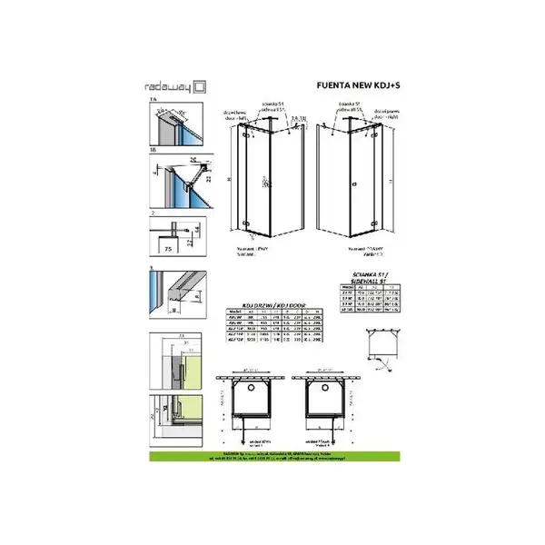 Душевая кабина Radaway Fuenta New KDJ+S door 100 R (профиль - хром; стекло - прозрачное) (384022-01-01R) фото 2 Aquada.com.ua