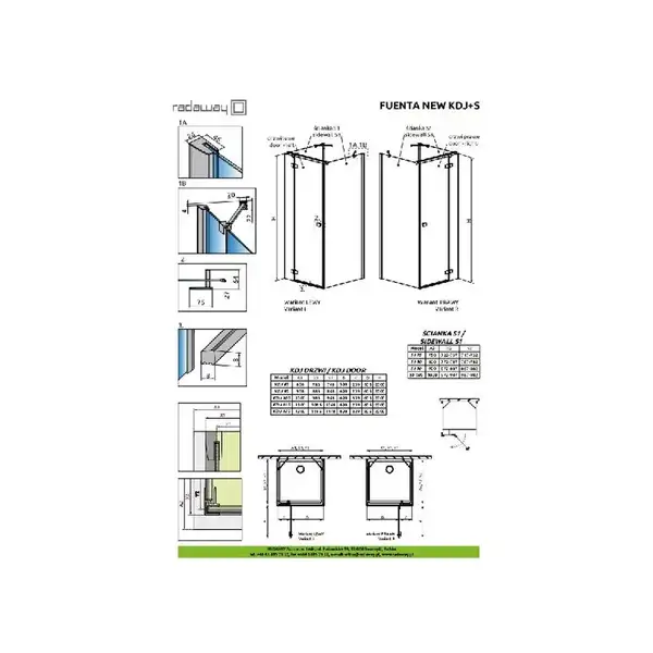 Душевая кабина Radaway Fuenta New KDJ+S door 120 L (профиль - хром; стекло - прозрачное) (384024-01-01L) фото 2 Aquada.com.ua