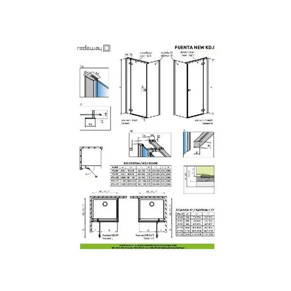 Душевая кабина Radaway Fuenta New KDJ door 80 L (профиль - хром; стекло - прозрачное) (384043-01-01L) фото 2 Aquada.com.ua