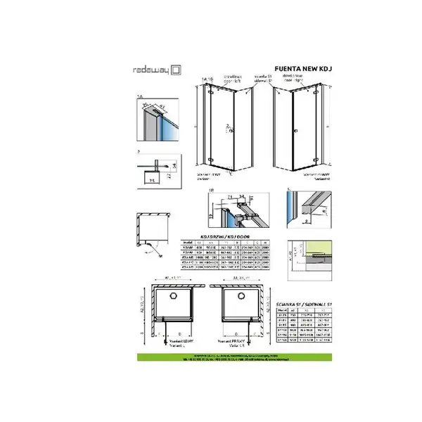 Душевая кабина Radaway Fuenta New KDJ door 90 L (профиль - хром; стекло - прозрачное) (384044-01-01L) фото 2 Aquada.com.ua