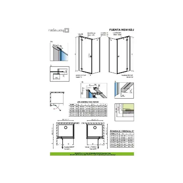 Душевая кабина Radaway Fuenta New KDJ door 90 R (профиль - хром; стекло - прозрачное) (384044-01-01R) фото 2 Aquada.com.ua