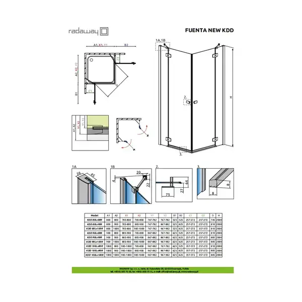 Душевая кабина Radaway Fuenta New KDD 90 R (профиль - хром; стекло - прозрачное) (384060-01-01R) фото 3 Aquada.com.ua