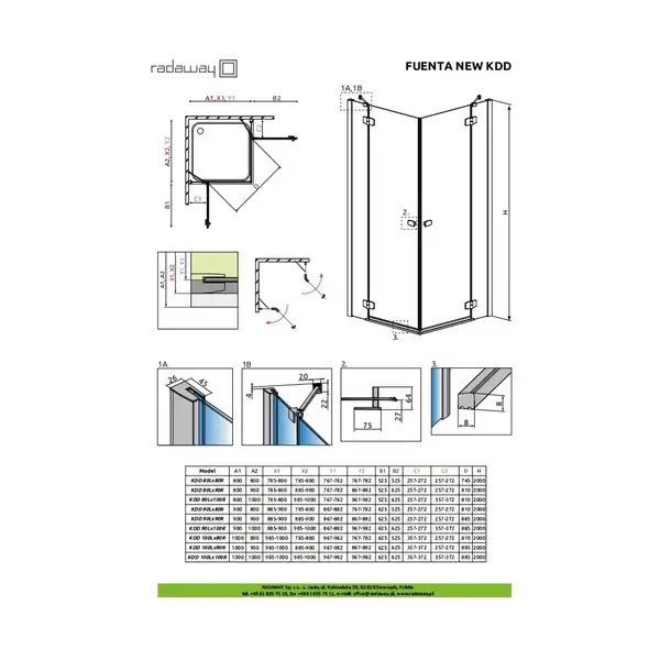 Душевая кабина Radaway Fuenta New KDD 80 L (профиль - хром; стекло - прозрачное) (384061-01-01L) фото 2 Aquada.com.ua