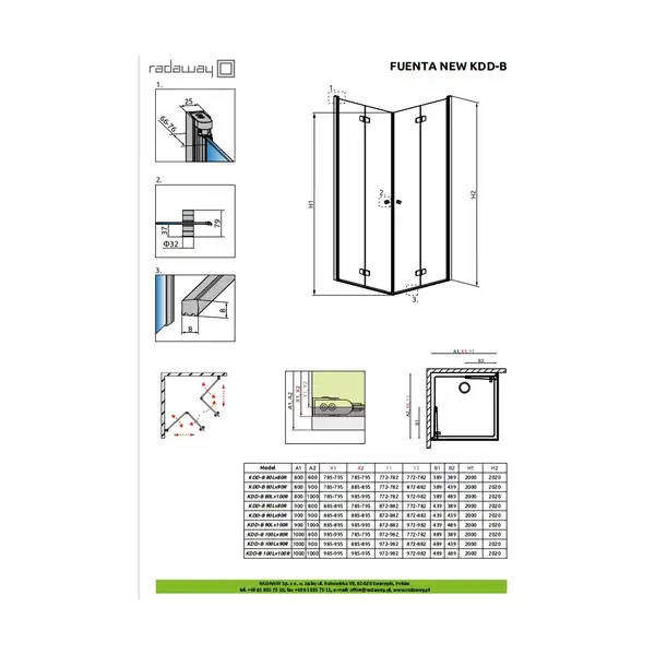 Душевая кабина Radaway Fuenta New KDD B 90 L (профиль - хром; стекло - прозрачное) (384071-01-01L) фото 2 Aquada.com.ua